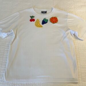 Vintage 90s Fruitcore Baby Tee White Y2K Kitsch Cherry Graphic Cute Summer Top